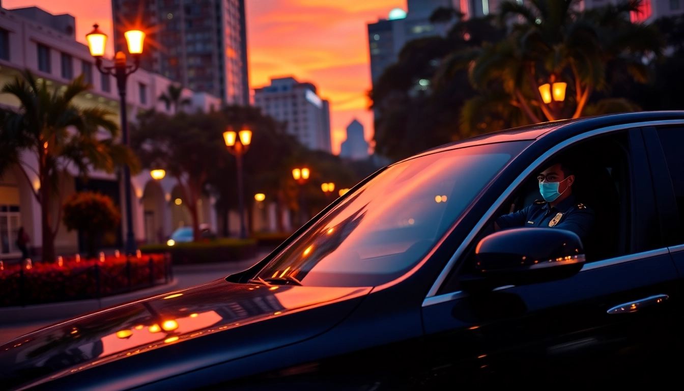 Enjoy cheap car rental with driver Singapore services in a luxurious setting, showcasing a stylish car and a professional driver.