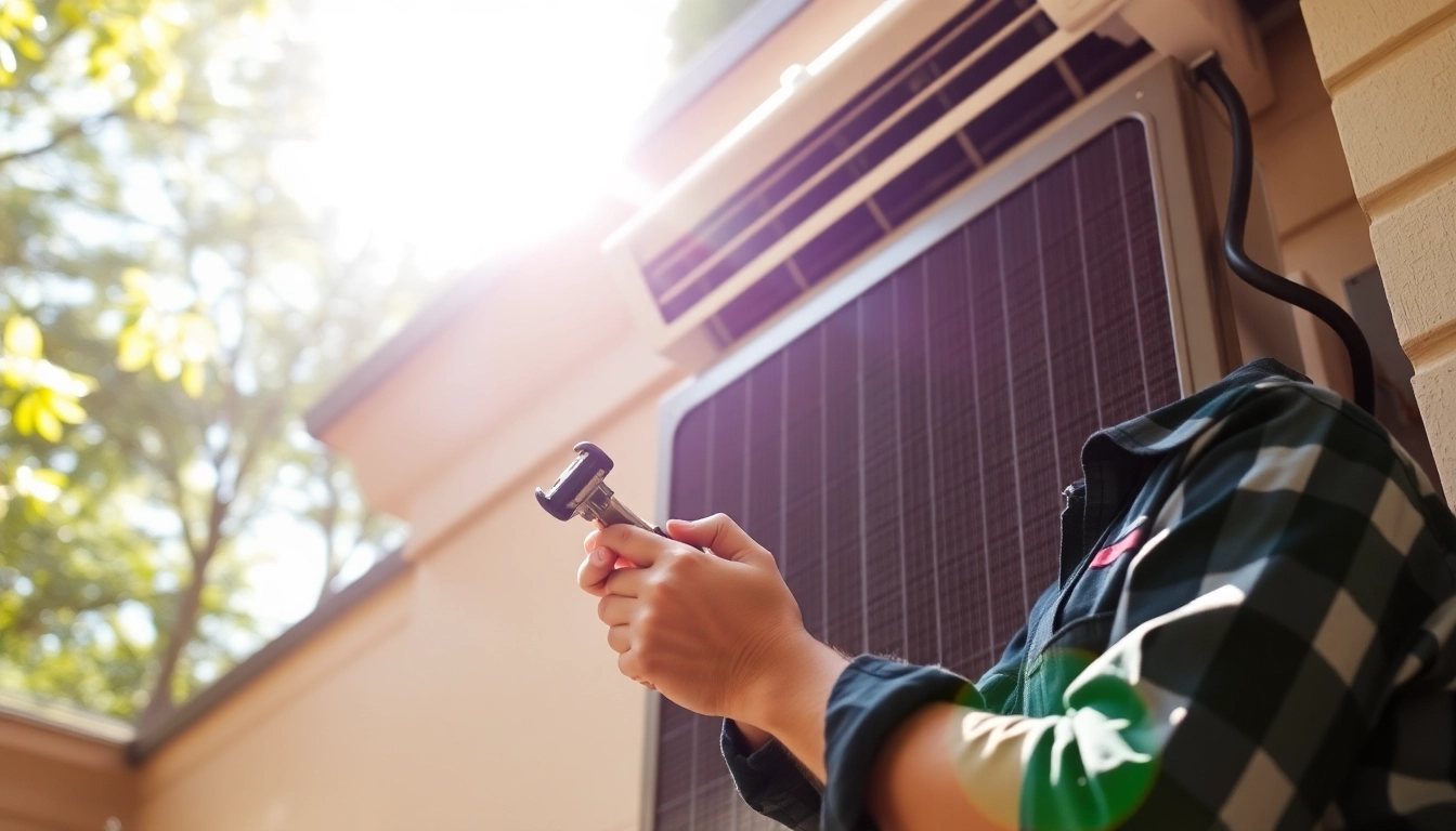 Fixing my air con is not working by inspecting a central air conditioning unit outdoors with professional tools.