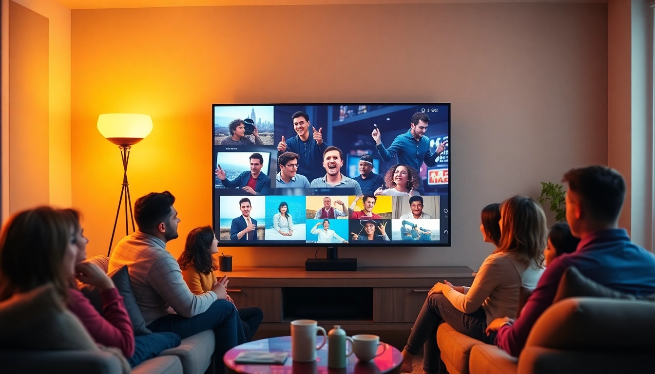 Enjoy a free iptv trial experience with friends in a lively home entertainment setup.