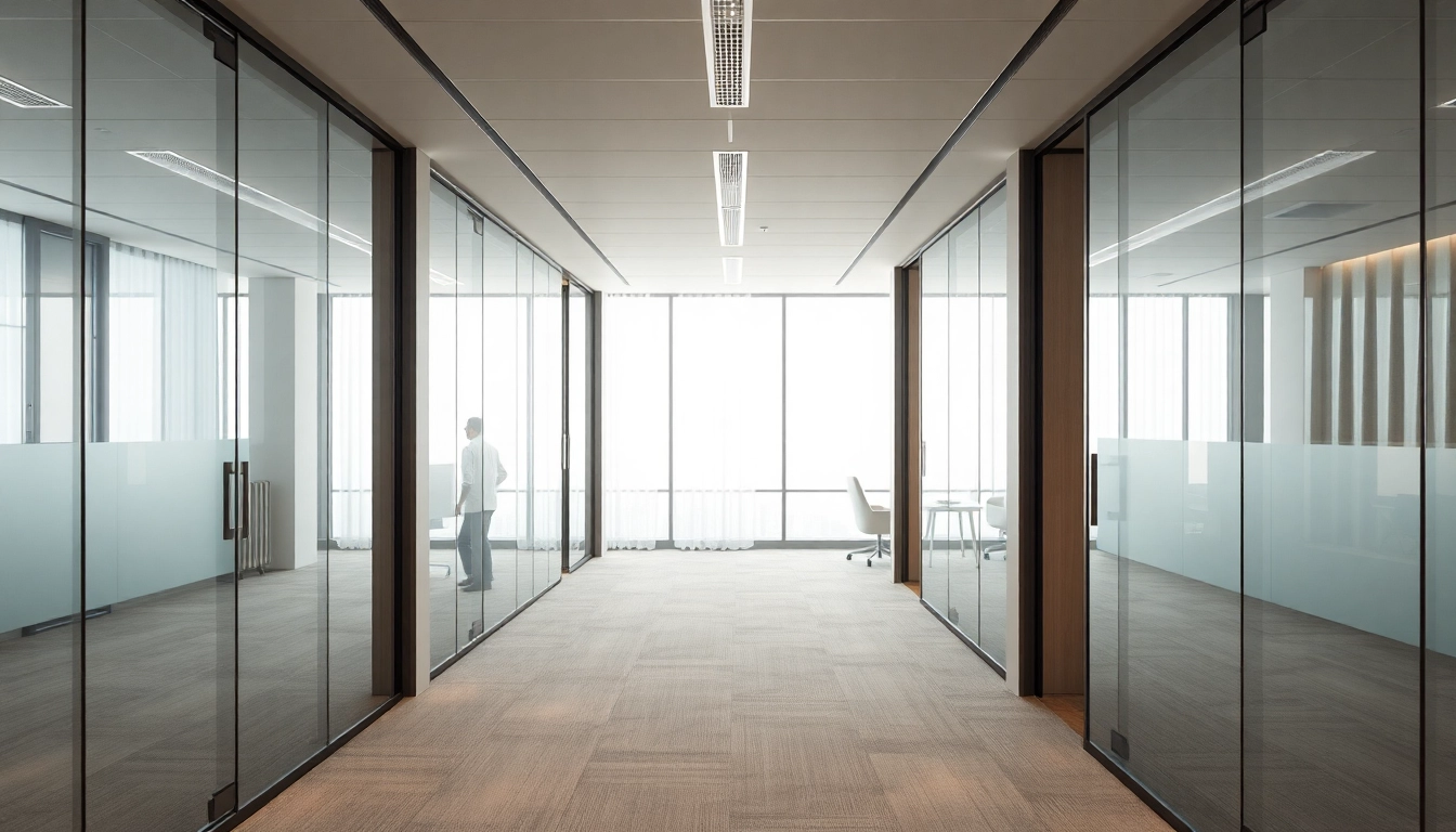 Efficiently separate spaces with movable glass partitions offering versatility and elegance.