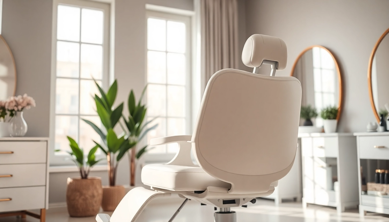 Entspannen Sie auf einem stilvollen kosmetik stuhl in einem eleganten Schönheitssalon.