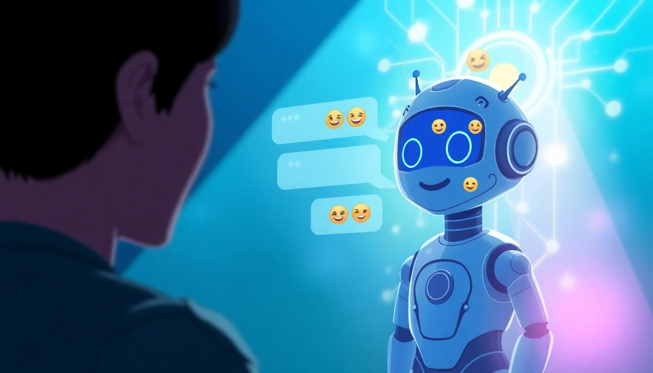 Engaging chat with crush.on ai featuring vibrant emojis and a friendly AI character
