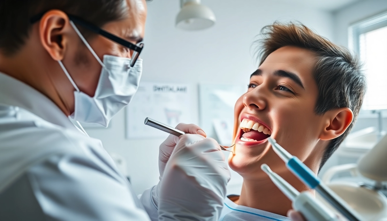 Checkups in a dental office, where a dentist conducts a patient examination.