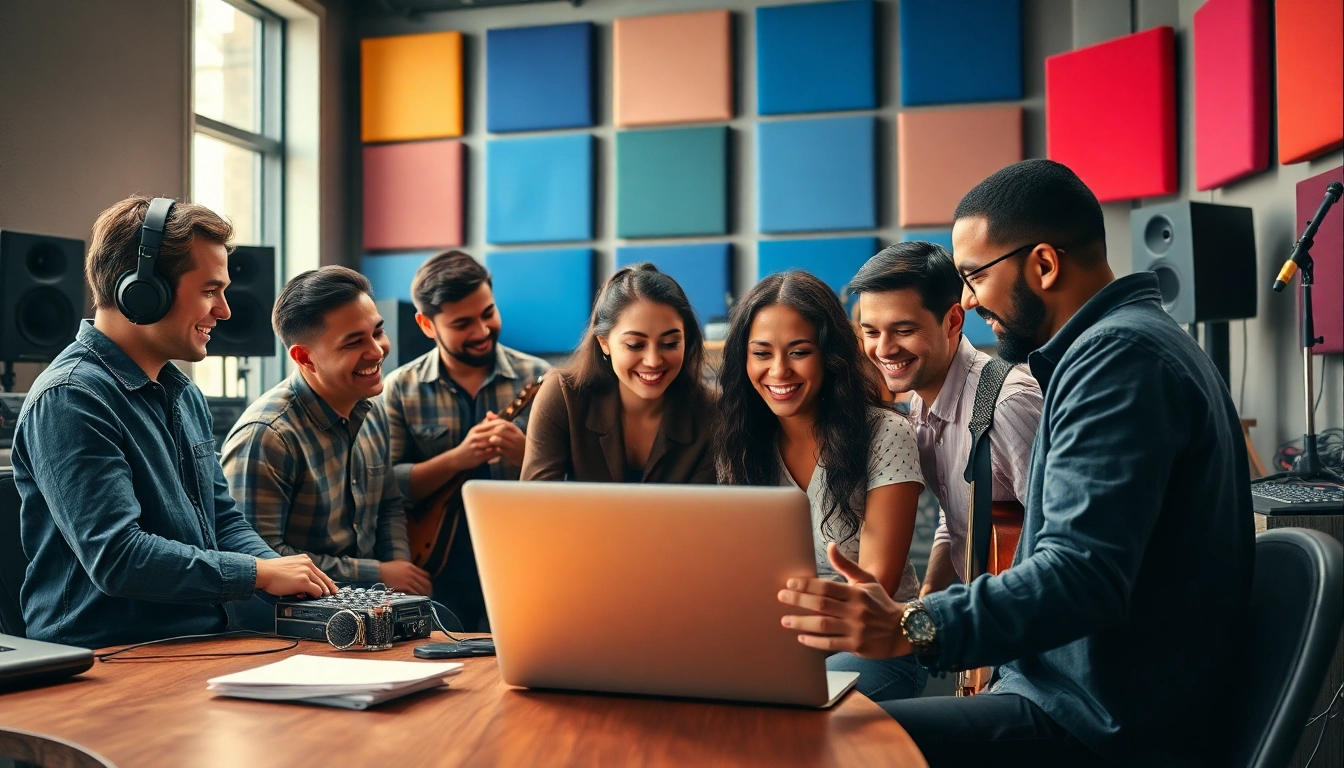 Enhancing music pitching success with collaborative professionals in a studio setting.