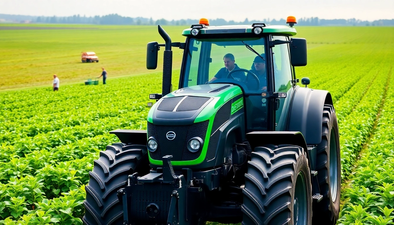 Deutz Fahr Traktor fährt im grünen Feld und unterstützt die effiziente Landwirtschaft.