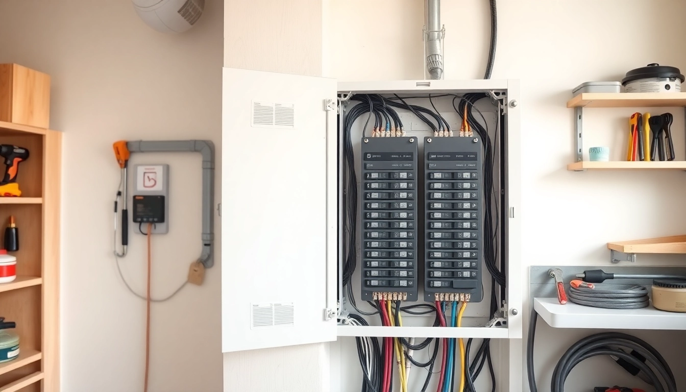 Inspecting an electrical panel showcasing safe circuit arrangements in a modern home.