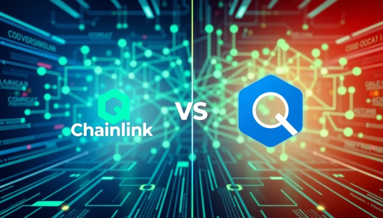 Compare chainlink vs quant technologies with an infographic highlighting their features and benefits.