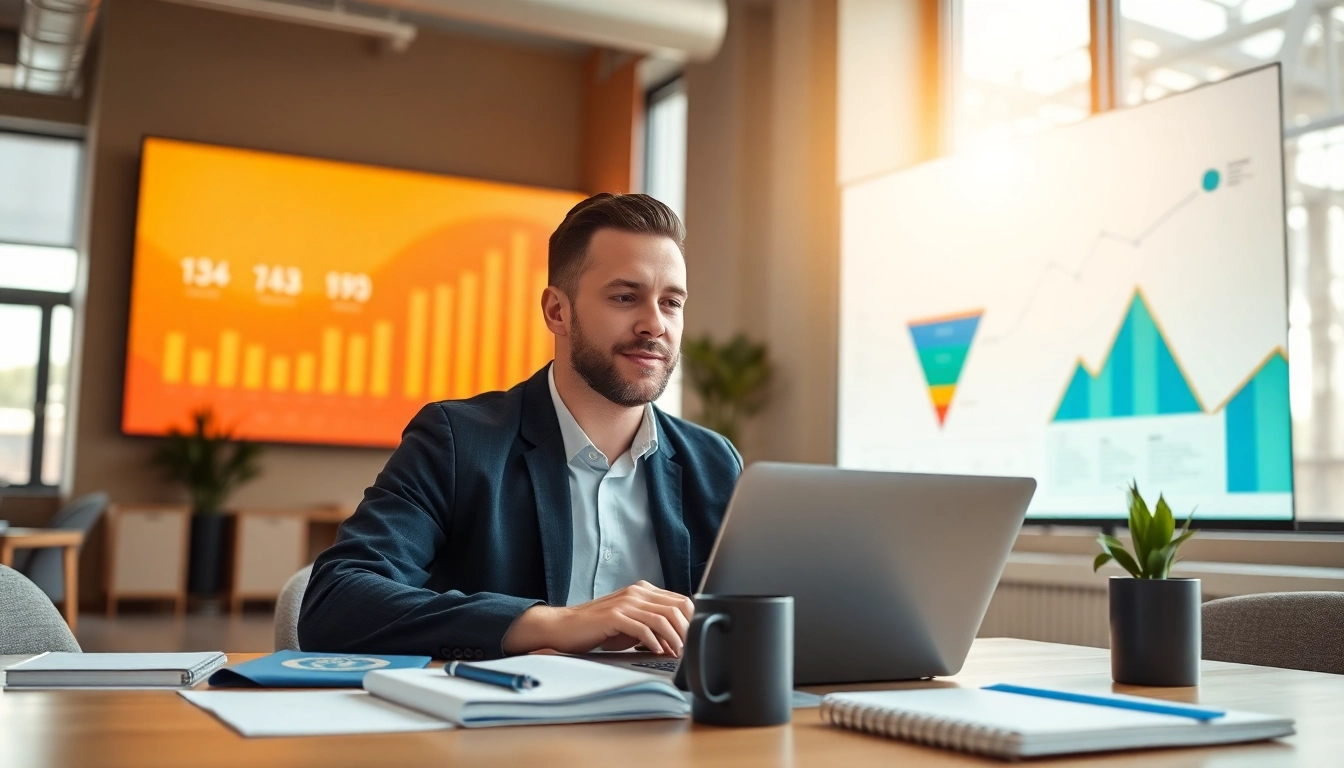 Boost your sales with ClickFunnels by visualizing marketing strategies in a vibrant office.