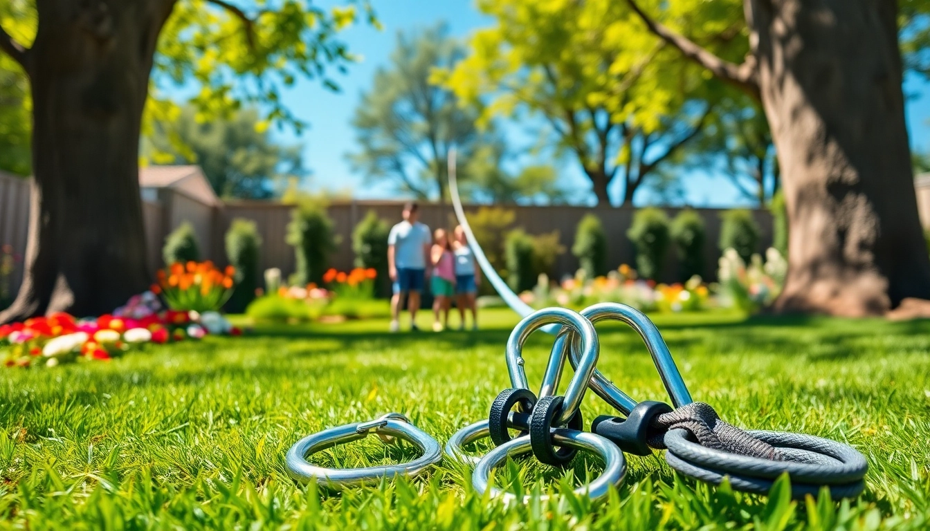 Engaging family experience with a GARDEN ZIP WIRE KIT in a vibrant backyard.