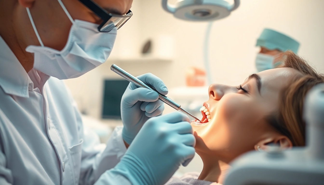 Dental professional demonstrating fillings and restorative work during a procedure