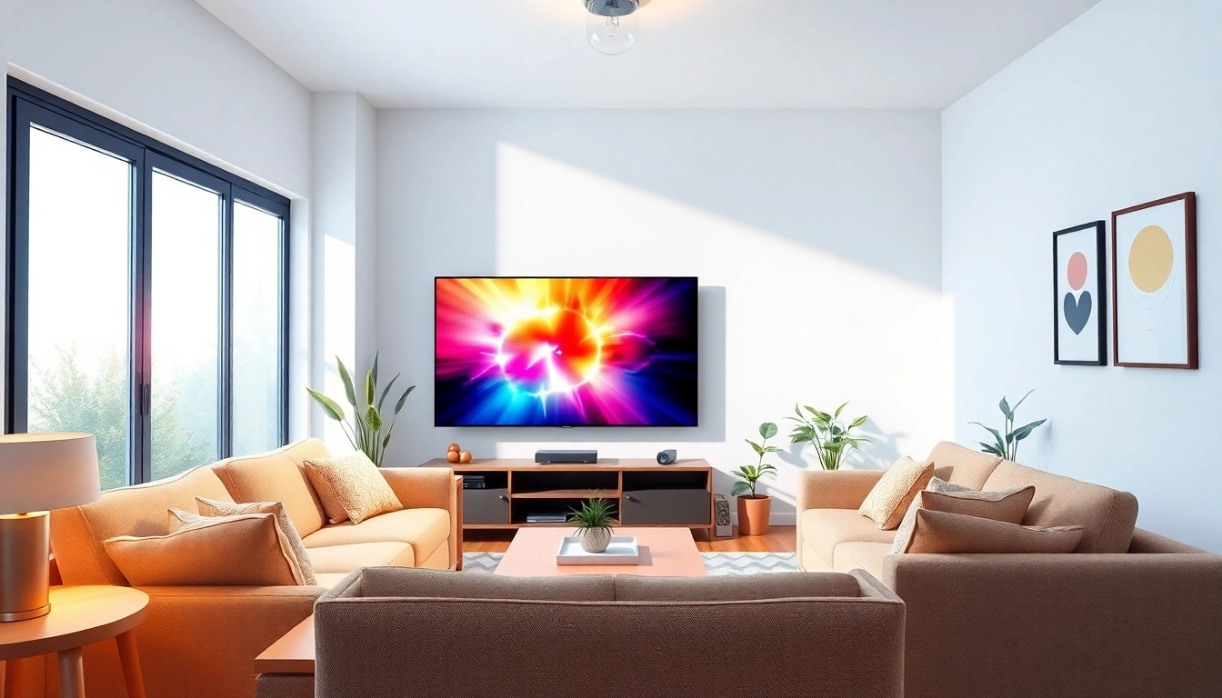 Enjoying an IPTV subscription in a cozy living room with vibrant decorations.