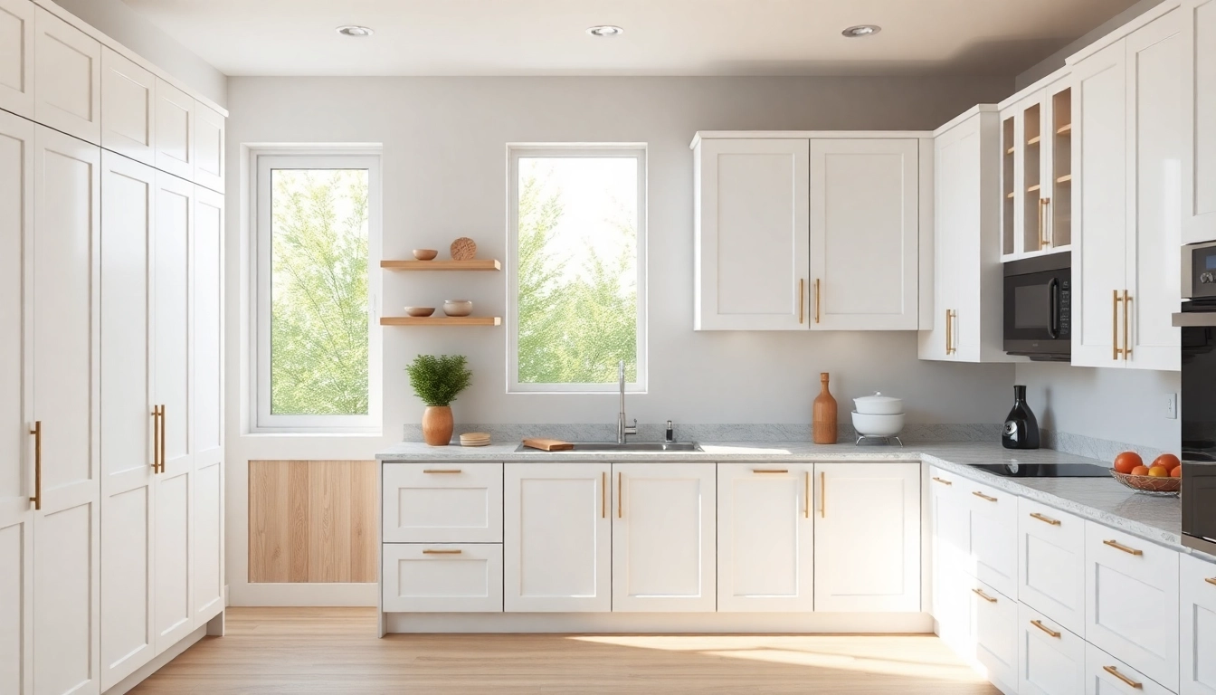 Stylish kitchen with white cabinets and natural light creating an inviting atmosphere.