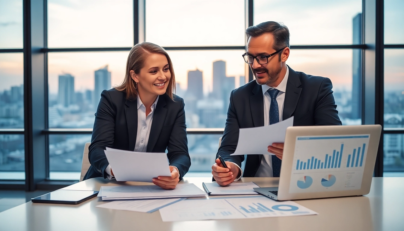 Quickplus Business Consultants collaborating in a modern office, displaying teamwork and strategy.