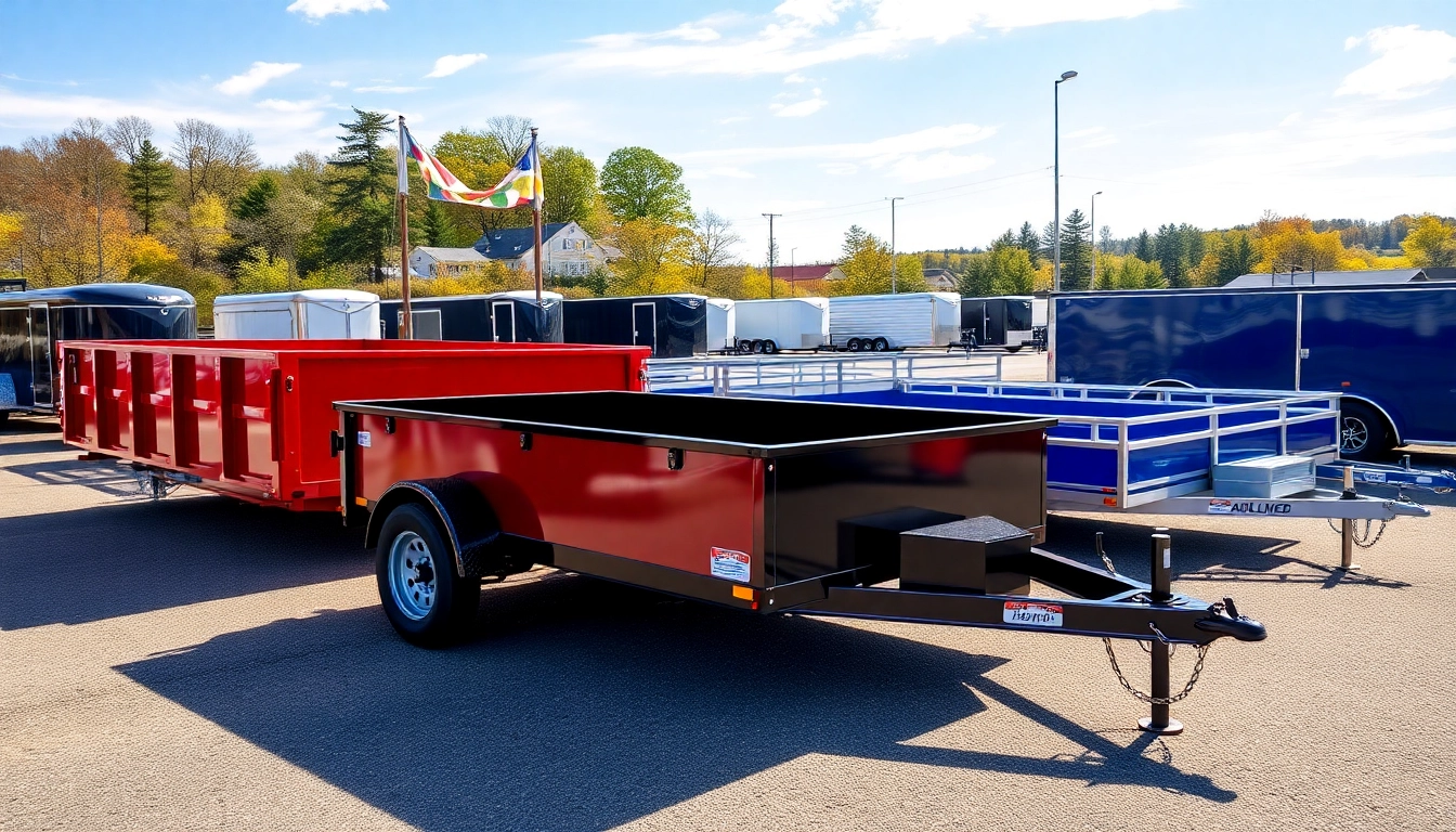 View series of trailers for sale in Massachusetts showcased in a vibrant outdoor setting.