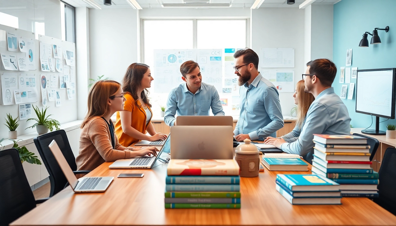 Engaging collaboration in kc web design, with a designer and clients in a vibrant office space.
