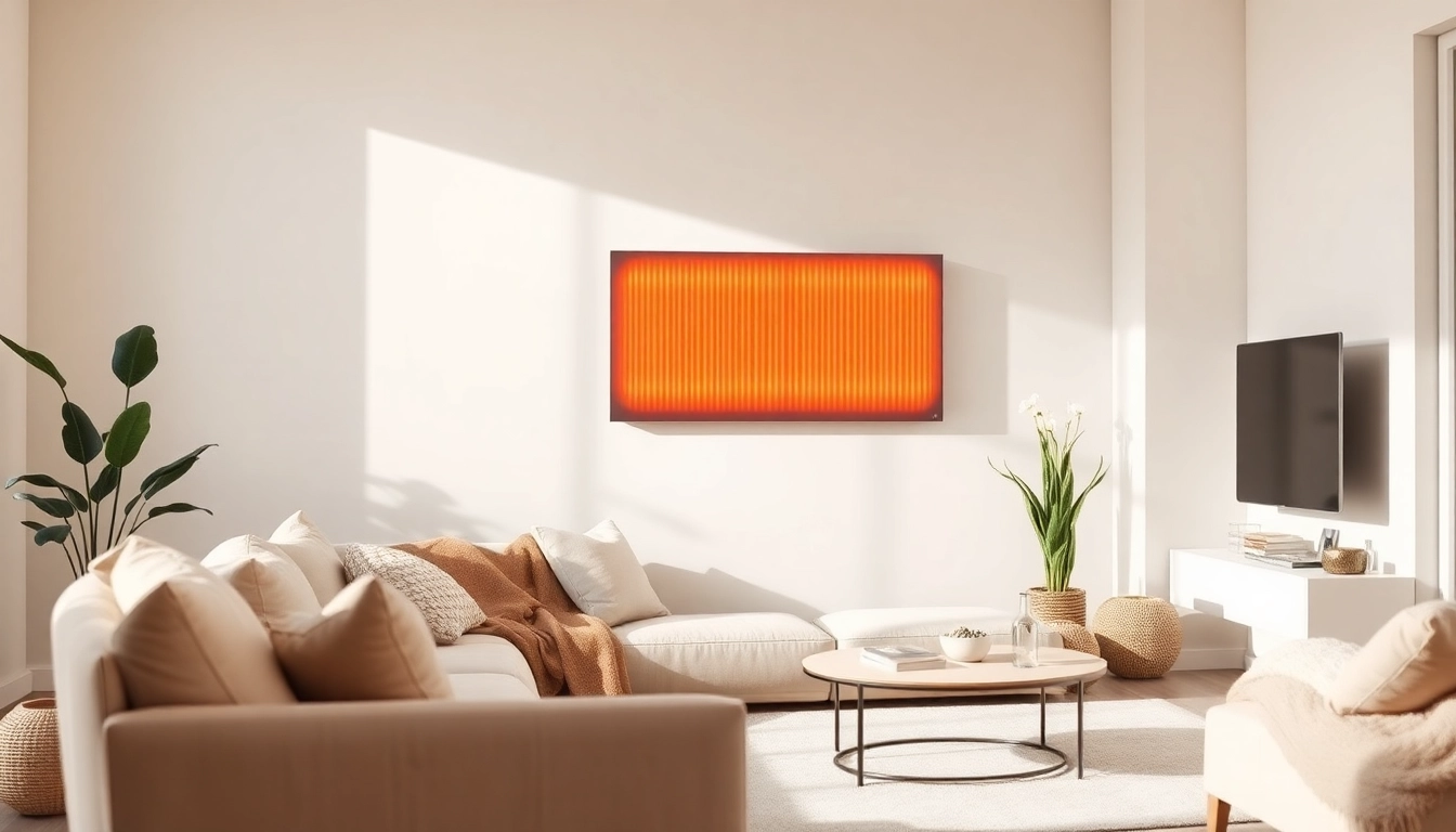 Infrarotheizung Wand zeigt modernes Design in einem gemütlichen Wohnraum