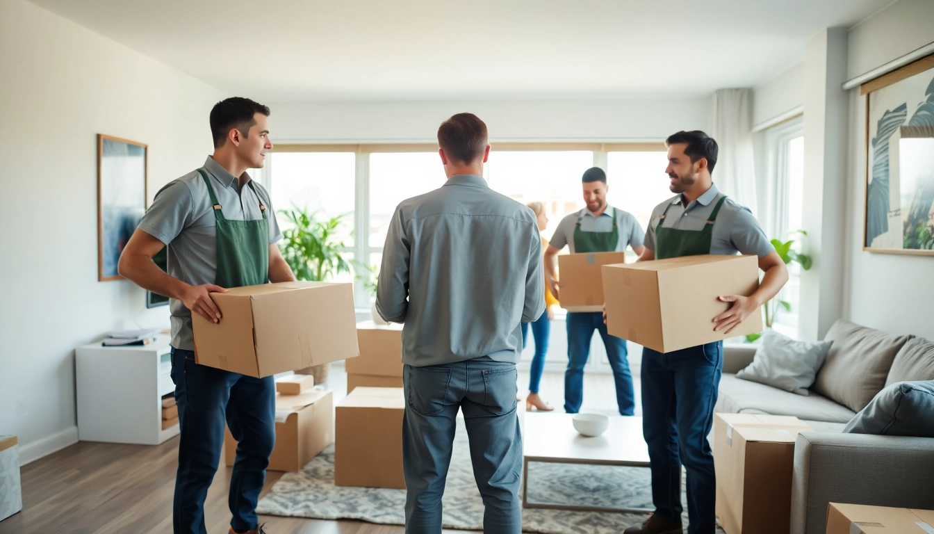 Manhattan movers helping a family organize their new home during a busy relocation process.