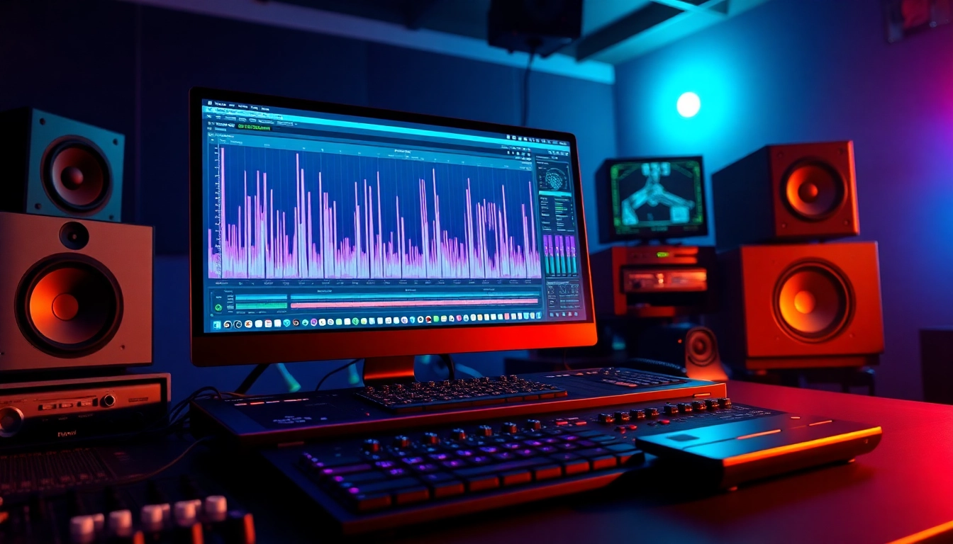 Explore Bass house presets in a vibrant digital audio workstation setup showcasing creative energy.