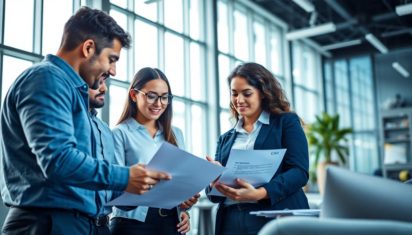 Team discussing IT Services solutions in a bright, modern office environment.